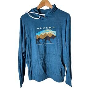 ALASKA WILDLIFE CONSERVATION CENTER Blue Buffalo Light Pullover Hoodie SZ S